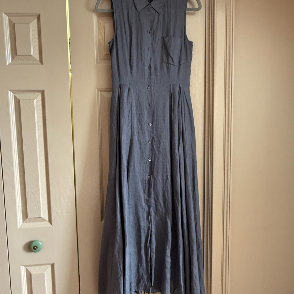 Vince Gray linen Sleeveless Dress with belt and slip